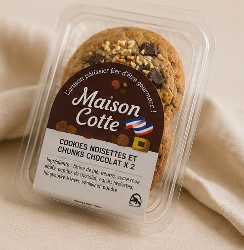 Cookies noisettes et chunks de chocolat – 2 pièces, 140 g