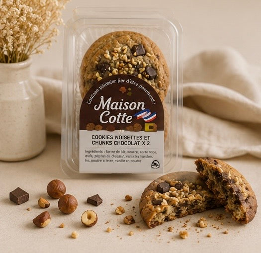 Cookies noisettes et chunks de chocolat – 2 pièces, 140 g